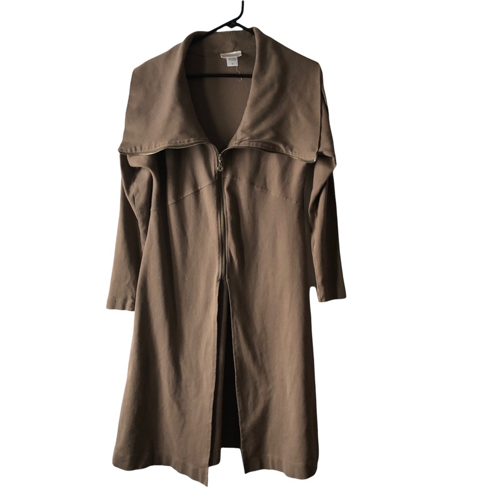 Soft Surroundings Khaki Zipped Duster Cardigan Medium